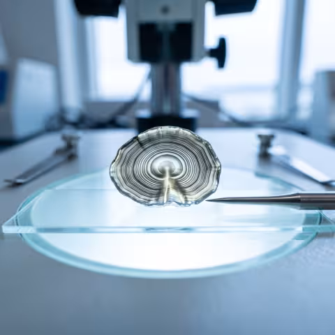 Otolith growth rings, macro — Course imagery, fisheries science.